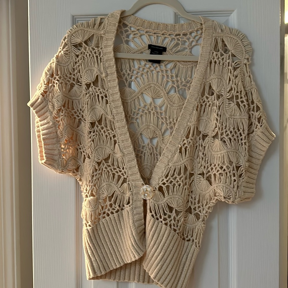 CALVIN KLEIN Cotton BOHO Open Knit Cardigan Small